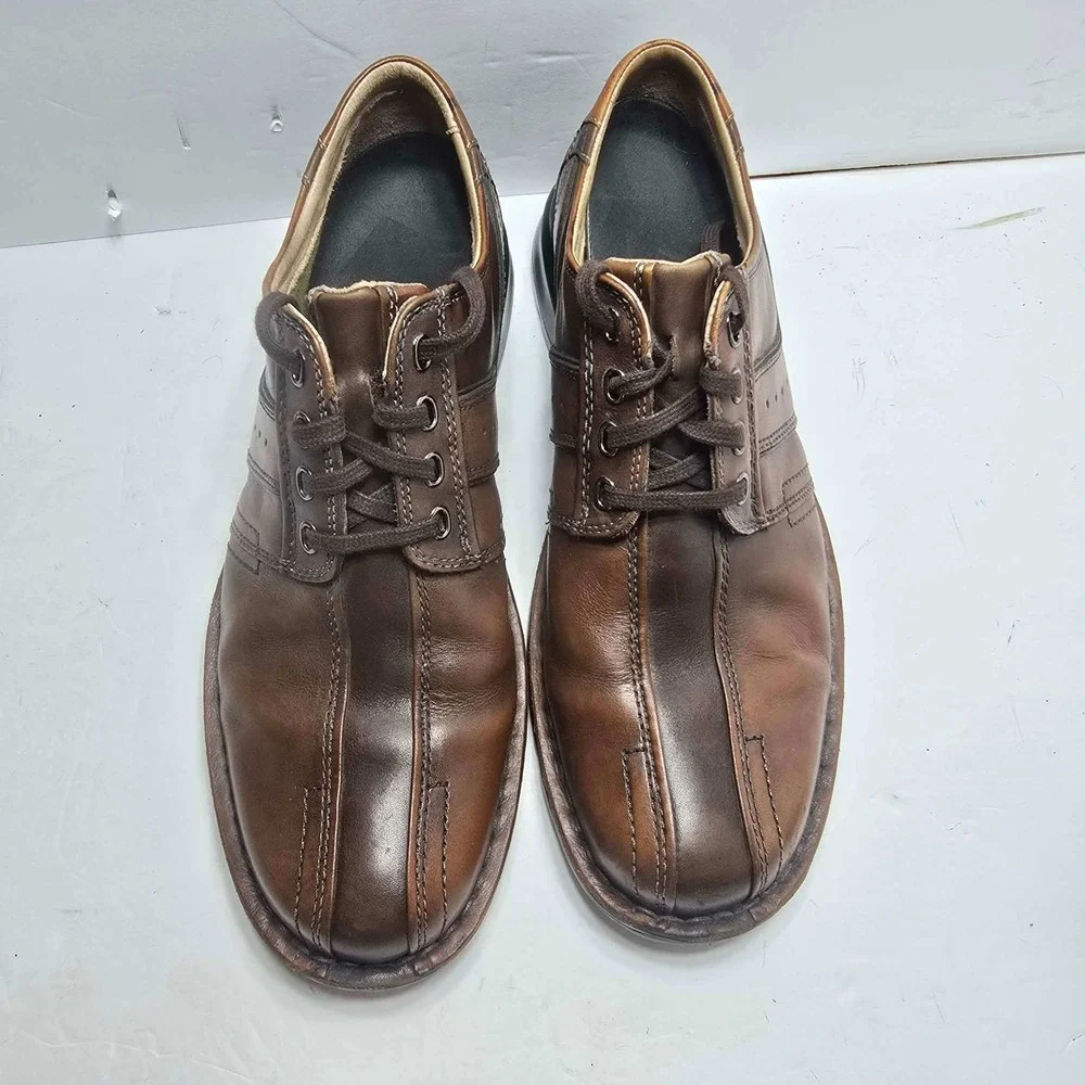 Clarks Mens 70852 Brown Leather Lace Up Casual Comfort Oxford Shoes Size 10.5 M